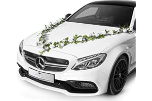 FAIRYTALE WEDDING ROMANTISCHE EXTRAS FÜR DEN SCHÖNSTEN TAG Fairytale Wedding © decoración de Coche de Boda con 24 Hermosas Flores de Seda - 2 X 180cm decoración de Coche de Boda Incl. 4 Arcos de Coche para Las manijas de Las Puertas y 12 Fuertes ventosas