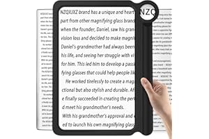 NZQXJXZ Loupe de Lecture 30X 5X - Grande Loupe Légère Pour Voir La Totalité Des Pages d'un Livre - Parfaite Pour Lire Les Petits Caractères et Les Personnes Malvoyantes, Noire