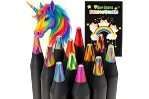 TINYGEEKS 12 Matite Colorate Arcobaleno - Pastelli Arcobaleno - Matite Multicolore - Materiali Artistici per Bambini 8-12 Anni, Regali di Compleanno per Ragazze di 5-12 Anni, Artigianato