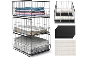 Wuciray Set di 3 Cassetti per Armadio Interno Organizer Armadio Rigido Cassettiera Armadio Interna Impilabili Pieghevoli Acciaio Inossidabile