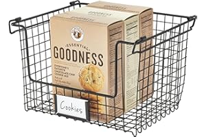 INTERDESIGN iDesign Caja organizadora, cesta de metal muy grande, apilable y con asas para guardar cosméticos o artículos de papelería, organizador para baño, cocina o despacho, negro