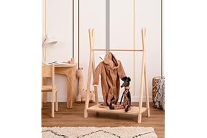 ‎SMARTWOOD smartwood TIPI M - Kleiderständer für Kinder, Montessori Kindergarderobe mit Ablage - 3 Größen, Naturholz