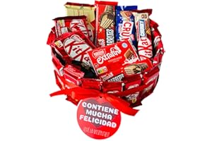 ONZA DULCE Y SALADO SWEET & SALTED Onza. Cesta de chocolates Kit Kat. Tarta rellena de las mejores chocolatinas para regalar. Regalo original para Cumpleaños. Chocolatinas mini individuales de Kit Kat y Nestle.