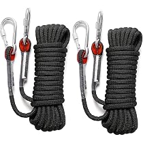 Corda Da Arrampicata Statica QHY 8mm - Poliestere, 10M, Con Moschettoni Per Alpinismo