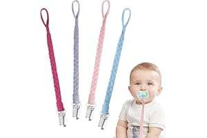 HONGXIN-SHOP Pacifier Clips Cotton Teether Soother Chain Braided Dummy Clips for Baby Infant Toddler 4 Pack #6