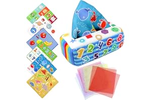Baby Tissue Box Toy, Yotako 27PCS Montessori Sensory Toys, Magic Sensory Toys with Crinkle Papers Colorful Soft Scarf, Special Needs Developmental Toys for aged 6-12 Months Christmas Birthday Gift