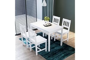 ZANOFIRA Kitchen Dining Table with 4 Chairs Set Pine Wood Dinner Set for Dining Room and Living Room Furniture Sets