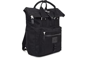 SEVENTEEN LONDON – Modern Cycling 'Canary Wharf' Fold Roll Top Backpack in a Classic Slim Urban Design – Fits Laptops up to 15"