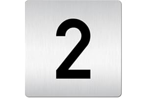 Türschilder24 XXL Schild (B) • 125 x 125 mm • Zahl Zahlen-Türnummern Ziffern • 1,5 mm Aluminium Vollmaterial • 100% Made in Germany (A: Mit doppelseitig klebenden Montagestreifen, Zahl/Ziffer 2)