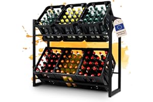 Homemetall Getränkekistenregal 6 Kisten I Schwarz aus Metall I Freistehend, höhenverstellbar & extrem stabil I Regal für Getränkekisten I Getränkeregal - Kistenregal Freistehen (Schwarz)