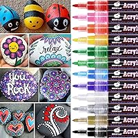 WONSAR Acrylstifte Marker Stifte, 12 Farben Wasserfest Acrylstifte für Steine Bemalen, Acrylfarben Stifte für Kinder DIY…