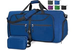 Lubardy Bolsa de Viaje Hombre Plegable Ligera Bolsa Deporte con Compartimento Zapatos 65L 80L 100L Impermeable Bolsa Fin de Semana Maleta de Viaje Weekend Cabina de Equipaje