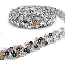 3m Paillettenband 4,8cm Blau - Elastischer Besatz Zum Nähen & Basteln