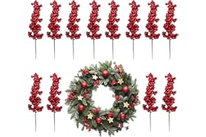 ‎MIRRWIN 12 Stück Künstliche Rote Beeren Deko Weihnachten, Künstliche Beerenzweige Dekorative Zweige mit Roten Beeren Weihnachtsbeeren Stiel Picks für Weihnachtsbaum DIY Basteln Winter Dekoration
