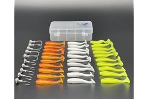 EVERBAY Fishing Soft Lures Set 40pcs, Jig Heads Hooks, Fishing Lures Jig Heads, Assorted Artificial Fishing Baits for Sea Bass, Pollock, Perch, Pike, Zander Freshwater & Saltwater Fishing Accessories