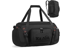 Tolaccea Sporttasche Rucksack für Herren & Damen – 55L große Reisetasche mit Schuhfach, Nassfach & Laptopfach (15,6") – Wasserdicht Duffle Bag für Weekender, Fitness, Sport & Reisen(Schwarz)