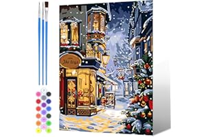 NAIMOER Painting by Numbers Landscape House for Adults, DIY Christmas Paint by Numbers on Canvas with All Painting Tools Art for Boys Girls Kids Gifts, Home Wall Decor 30x40cm