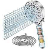 Cobbe Shower Head with Filter 20 Steps, Filter Shower Head with 1.5M Hose, Anti-Limescale Shower Head, 6 Spray Modes, High Pr