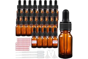 WYIPOLZI 30 Pcs 10ml Amber Glass Dropper Bottles with Pipettes, Empty Dropping Bottles Glass Bottle for Essential Oils Perfumes Aromatherapy Chemistry Lab Chemicals