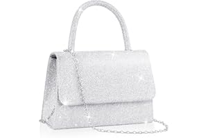 Larcenciel Women's Clutches, Sparkly Handbags for Women with Detachable Chain, Top Handle Evening Clutch Bag, Elegant Crossbody Bag Fashion Shoulder Bag for Party Prom Wedding