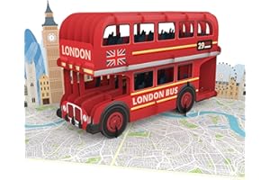 MOKIO® Biglietto Auguri Pop-Up – Autobus a due piani a Londra – Biglietto di compleanno 3D per una vacanza in Inghilterra, Biglietto di auguri Londra