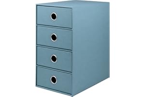 ‎RÖSSLER PAPIER Rössler SOHO 4er Schubladenbox aus Papier | Büro Organizer Schreibtisch | Schubladen Organizer Büro Zubehör & Bürobedarf | Schreibtisch Organizer Box | 18 x 25 x 32 cm | 1 Stück | Farbe: Denim