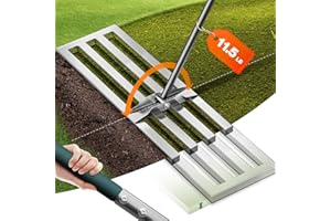 PLBBJH Rasen-Nivellierrechen,75x25cm,–verbesserte Dicke Edelstahlstange mit kraftsparendem Griff,zum Nivellieren von Rasen/Sand/Boden für den Garten-Golfplatz