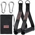 PANTIK Heavy Duty Exercise Handles Gym Cable Machine Attachments Durable D Rings Handles Resistance Bands Handles Stirrup Handle Fitness Grip Nylon Strap Solid ABS Cores with Carabiners Set of 2