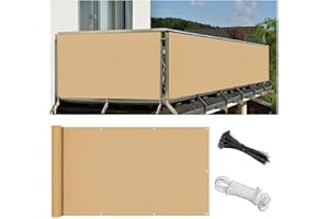 Flyace Balkonabdeckung 80x900cm Multi Farbe und Größe Balkonumspannung Zaunschutz für Balkon Terrasse Balkonabdeckung Polyester 180 g/m² Blickdichte Wasserfest Windfest mit Seil Kabelbindern und Ösen