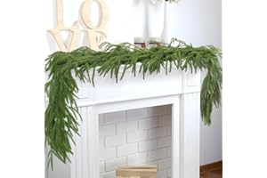 MACAYDA Weihnachten Deko, 1 Stück Weihnachtsgirlande 1.8M Künstliche Norfolk Pine Girlande Weihnachten aus PVC Grüne Weihnachtsgirlanden für Innen Kamin Treppe Wand Tür Außen (180cm)