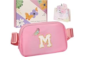 ONETOALL Gifts for Girls 10 11 12 Years, Bum Bag Children with Letters, Adjustable Sling Bag Women, Teenagers, Personalised Gift Idea for Birthday, pink, M