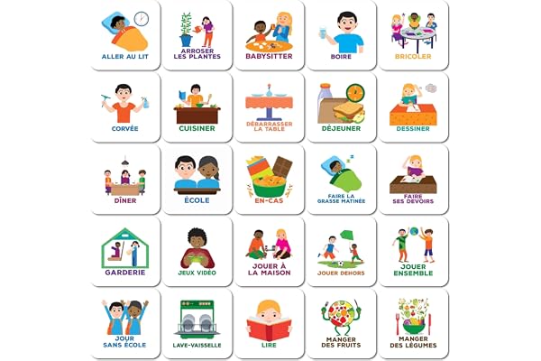Smarfer - Pictogrammes magnétiques pour Tableau de Planification hebdomadaire - 50 pièces - Français - Enfants - Routine Quotidienne - planificateur d'autisme - aimants - Calendrier educatif