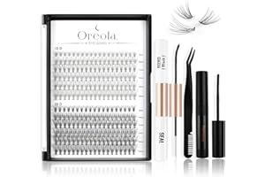 Oreola 228PZS Kit de pestañas individuales con Bond&Seal, pinzas, removedor de pegamento para pestañas, Kit de pestañas naturales para extensiones de pestañas caseras en casa (0.1C 8-14 mm 10D+20D)