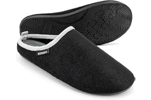 KOWAYI Filcowe pantofle męskie damskie, kapcie męskie, kapcie damskie, zimowe ciepłe antypoślizgowe gumowe podeszwy, lekkie filcowe pantofle uniseks, 1293 Schwarz Grau, 36/37 EU