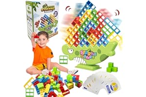 PQKL-PARTY Tetra Tower Balance Game, 48PCS Swing Stack High Child Balance Toy, Stacking Game, Tower Game, Party Game, Kid Adult Game, Board Table Games, Dinosaur Bricks Gift Kids Adults Elder
