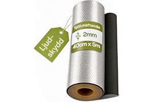 Praknu Alubutyl Ljudisolering Bil 2 mm - Ljuddämpning Dämpmatta 40x500 cm | Minskar vibrationer och körljud, självhäftande, tål -60 till +160 °C, för bil, husbil, lastbil och transportbil, butylmatta