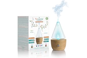 AGOKUD Puressentiel Diffuseur à Nébulisation en Bois Naturel ICONI'C, Blanc et Bois, 1 Unité (Lot de 1)