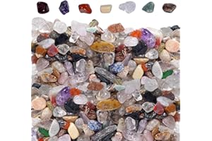 ideayard 2 lb(910g) Mixed Colour Crystal Chips Stone, 7-9mm Natural Irregular Healing Crystal and Gemstones, Tumbled Stones for Plants Succulent, Garden, Fish Tank Decoration
