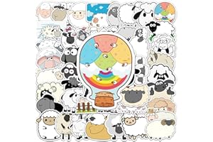 AUCEKO 50 Stück Schafe Aufkleber Pack Sheep Sticker Set Wasserdichte Vinyl Sticker für Laptop Kinder Autos Motorrad Fahrrad Skateboard Gepäck Koffer Computer Aufkleber Graffiti Decal