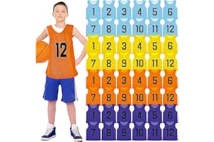 XAZTR 48Pcs Team Sports Pinnies Youth Scrimmage Vest Soccer Training Bibs Reversible Numbered Football Practice Jerseys for Youth Kids