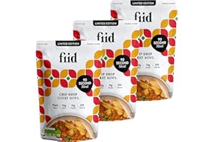 Fiid 100% Natural Vegan Microwave Ready Meals - Chip Shop Curry Flavour - 3 x 275g (Vegetarian Food Pouch, High in Fibre & Protein, Low in Sugar, Gluten Free, Fat Free)