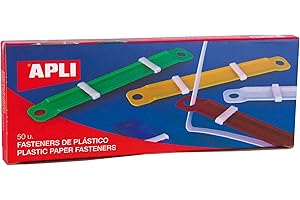 APLI 14909 - Rilegatrice fastener plastica, colori assortiti in confezione da 50 pezzi