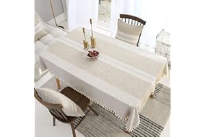 VIVILINEN Copritavolo Rettangolare Antimacchia Tovaglia Tavolo Cotone Lino Tovaglie Rettangolari Table Cloth per Decorazione Tavola da Pranzo Cucina (Cachi, 140x180)
