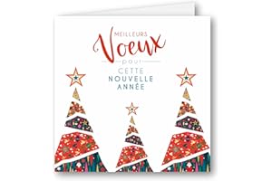 Editions Cely Bonne Année 2025 - Lot de 5 Cartes de voeux professionnelles - Format carnet 15x15cm - avec enveloppes - Qualité Pro (Blanc 908)