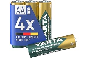 VARTA Batterie ricaricabili AA Rechargeable Accu Ready2Use precaricata Mignon Ni-Mh (pacco da 4, 2100 mAh) , ricaricabile senza effetto Memory - pronta all'uso