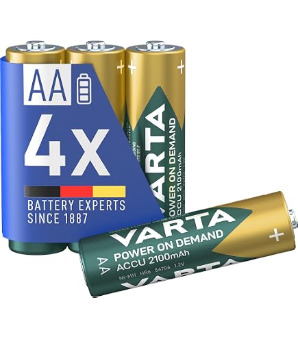 Chargeur De Piles VARTA Avec 4 Piles AA 2100mAh - Charge Jusqu'à 4 Piles AA/AAA - Prise Murale - Charge Individuelle