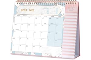 ARTFAN Tischkalender 2026-12 Monatskalender 2026, Tischkalender von JAN. bis DEZ. 2026, Kalender 2026 tischkalender mit Aufgabenliste, 26.7 x 21.8 x 7.8 cm - Rosa