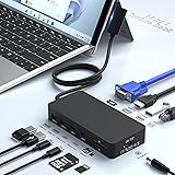 11 in 1 Triplo Display Surface Pro Docking Station, Microsoft Surface Dock con HDMI 4K + VGA per Surface Pro 3/4/5/6/7/8/9/X,