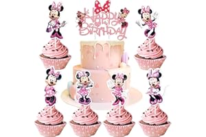 OOSHEON 25 Stück Mouse Tortendeko,Mouse Cupcake Toppers,Mouse Cake Topper,Glitter Geburtstagsdeko Topper,Mouse Tortendeko,Mouse Theme Torten Deko,für Cupcake Kuchen,Geburtstag Kuchen Deko Mädchen