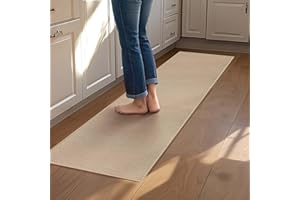 Mizuosre Küchenteppich Waschbar rutschfest 43.5x180CM, Küchenläufer Waschbar und Saugfähig, Küchen Teppich Läufer Flur Leicht Zu Reinigen Küchenmatte für Küche, Waschküche, Outdoor, Beige